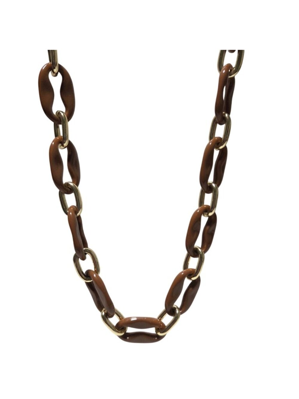 Chunky Brown Chain Necklace Acrylic Links Modern Contemporary Urban Streetwear